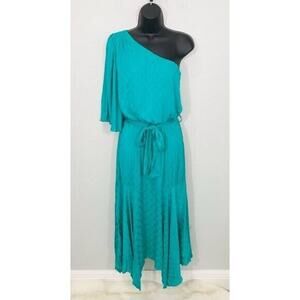 Karina Grimaldi Dress Satin One‎ Shoulder Rachel Midi Occasional Party, S - NWT